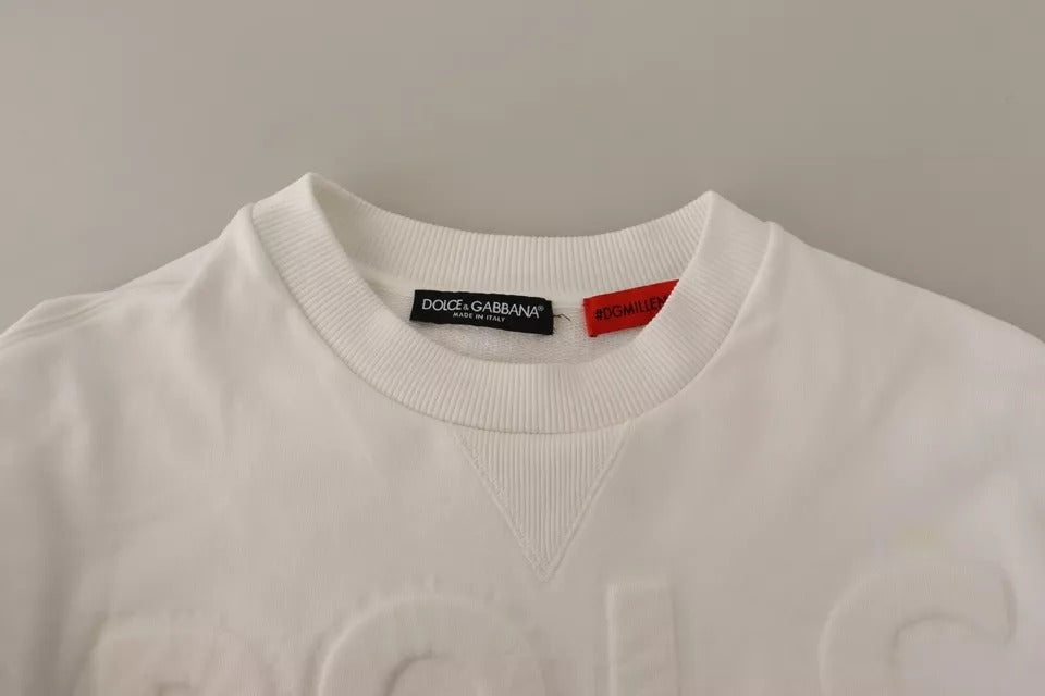 Weißer Sweatshirtpullover aus Baumwolle mit Logoprägung