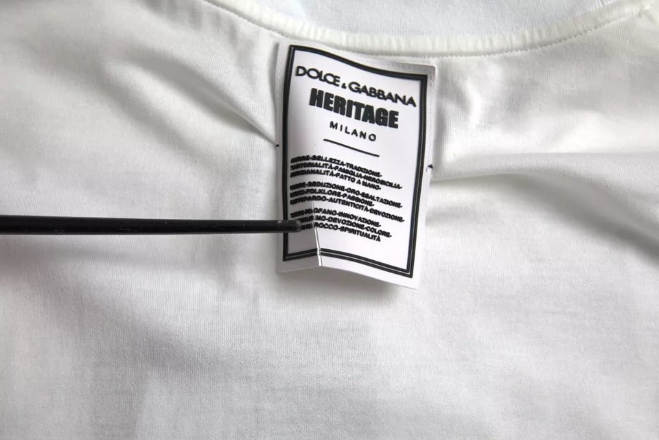 Weißes Baumwoll-T-Shirt mit Rundhalsausschnitt und Löwenkronen-Logo