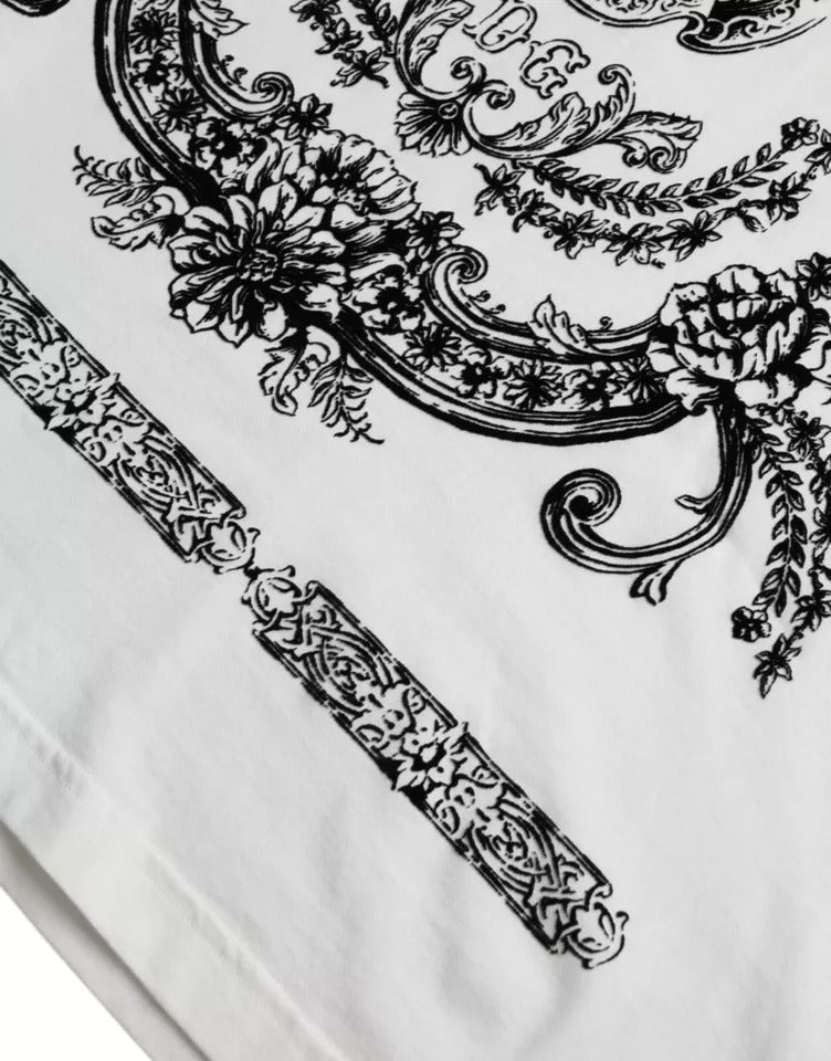 Weißes Baumwoll-T-Shirt mit Rundhalsausschnitt und Löwenkronen-Logo