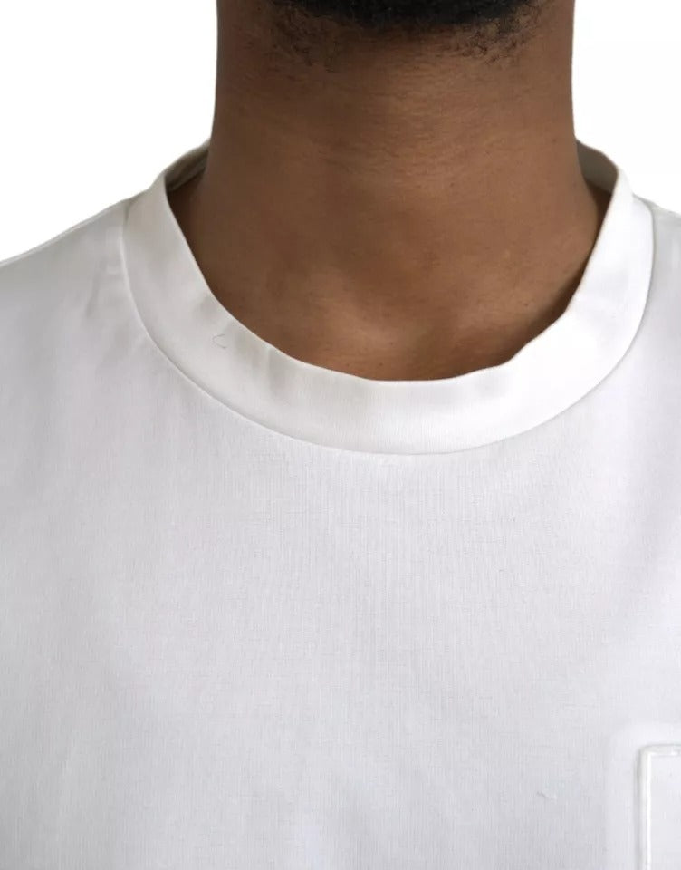 Weißes Baumwoll-T-Shirt mit Rundhalsausschnitt und Logoprägung