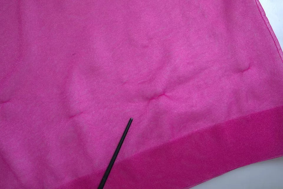 Rosa transparentes Langarm-Top mit Rundhalsausschnitt