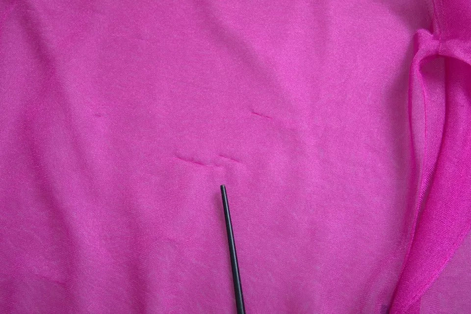 Rosa transparentes Langarm-Top mit Rundhalsausschnitt