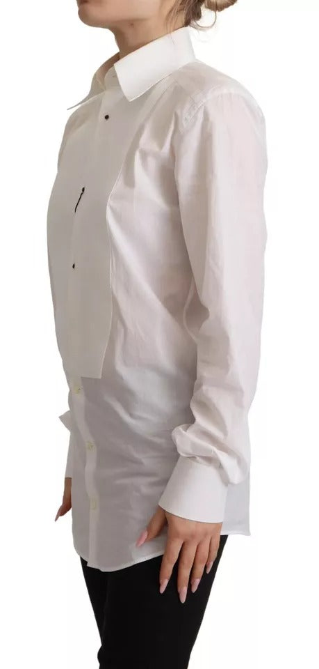 Weißes Baumwollkleid mit Kragen und langen Ärmeln, Hemdoberteil
