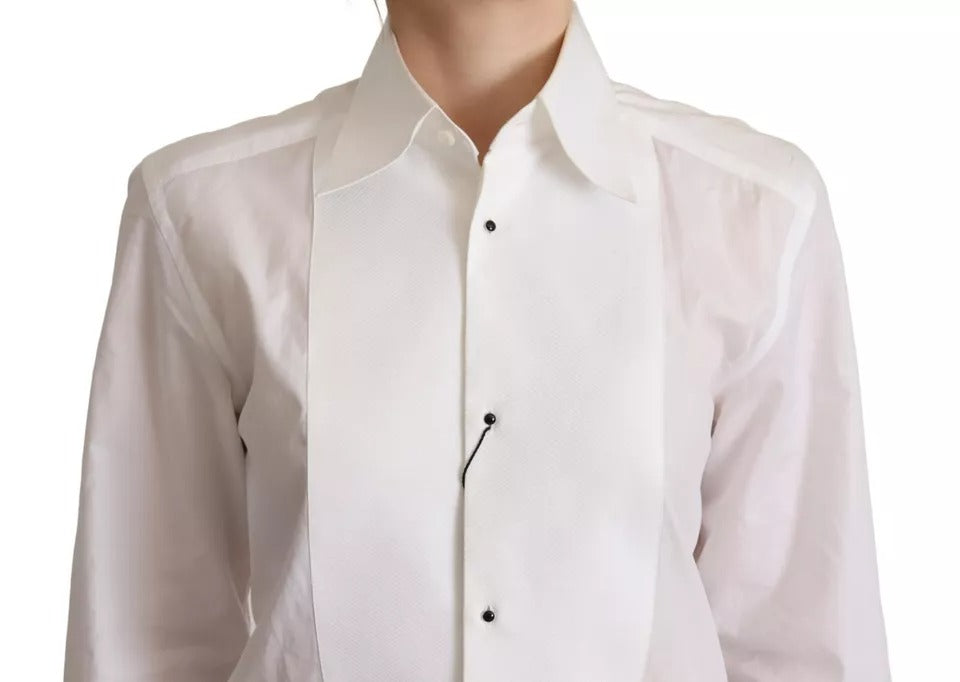 Weißes Baumwollkleid mit Kragen und langen Ärmeln, Hemdoberteil