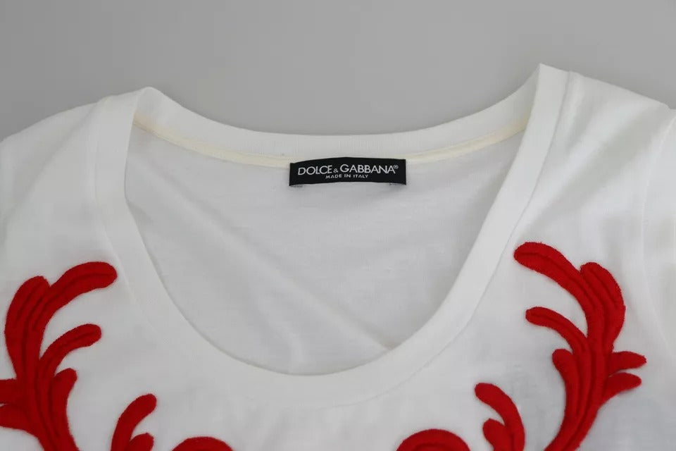 Weißes ärmelloses Tanktop aus Baumwolle mit Herz-Applikation