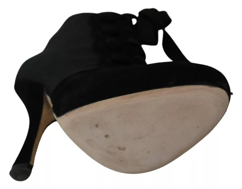 Schwarze Wildleder Stretch Stiefeletten Booties Schuhe