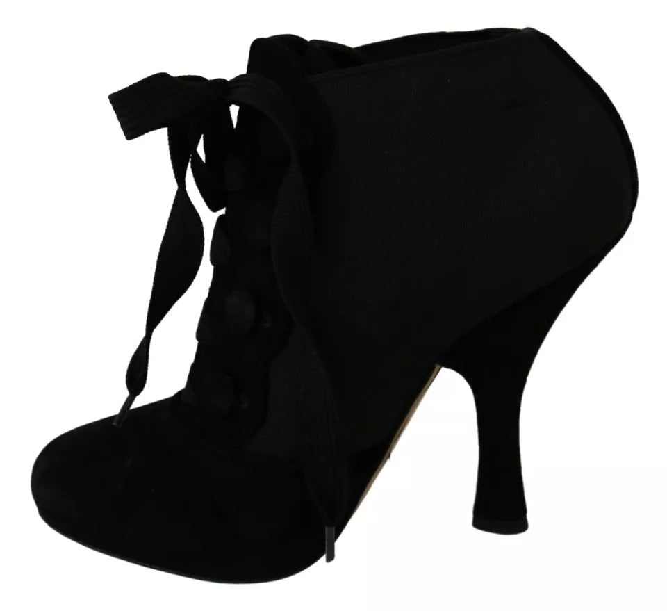 Schwarze Wildleder Stretch Stiefeletten Booties Schuhe