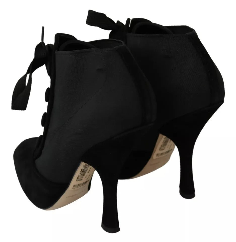 Schwarze Wildleder Stretch Stiefeletten Booties Schuhe