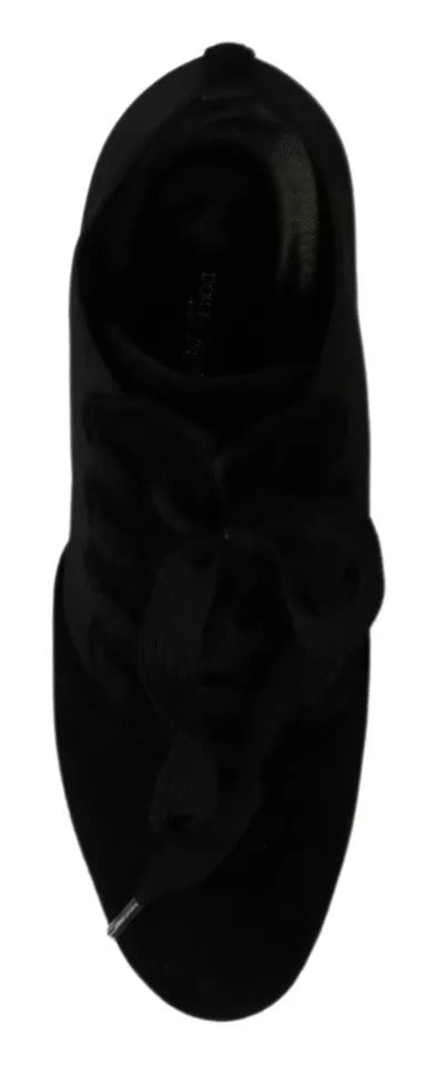 Schwarze Wildleder Stretch Stiefeletten Booties Schuhe