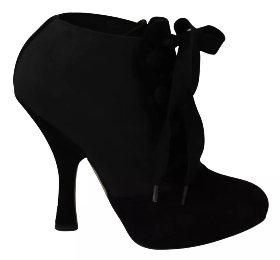 Schwarze Wildleder Stretch Stiefeletten Booties Schuhe