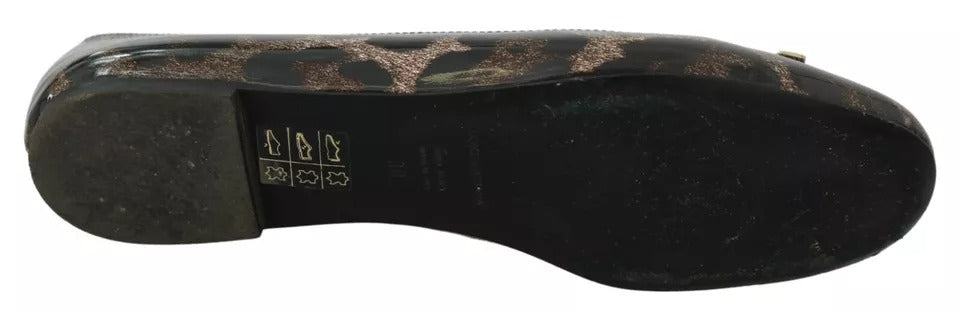 Braune Ballerinas aus Leder mit Leopardenmuster