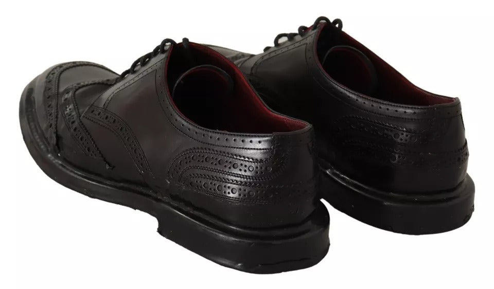 Schwarze Brogue-Oxford-Abendschuhe aus Leder