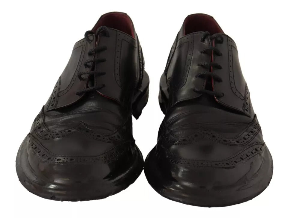 Schwarze Brogue-Oxford-Abendschuhe aus Leder
