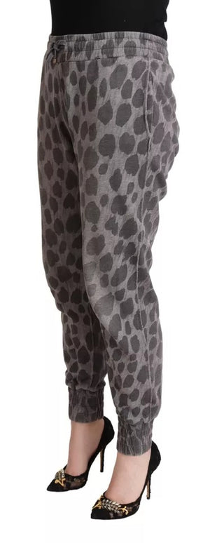 Graue Jogginghose mit Leopardenmuster