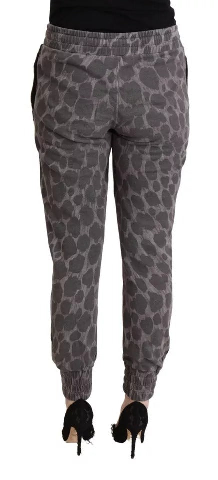 Graue Jogginghose mit Leopardenmuster