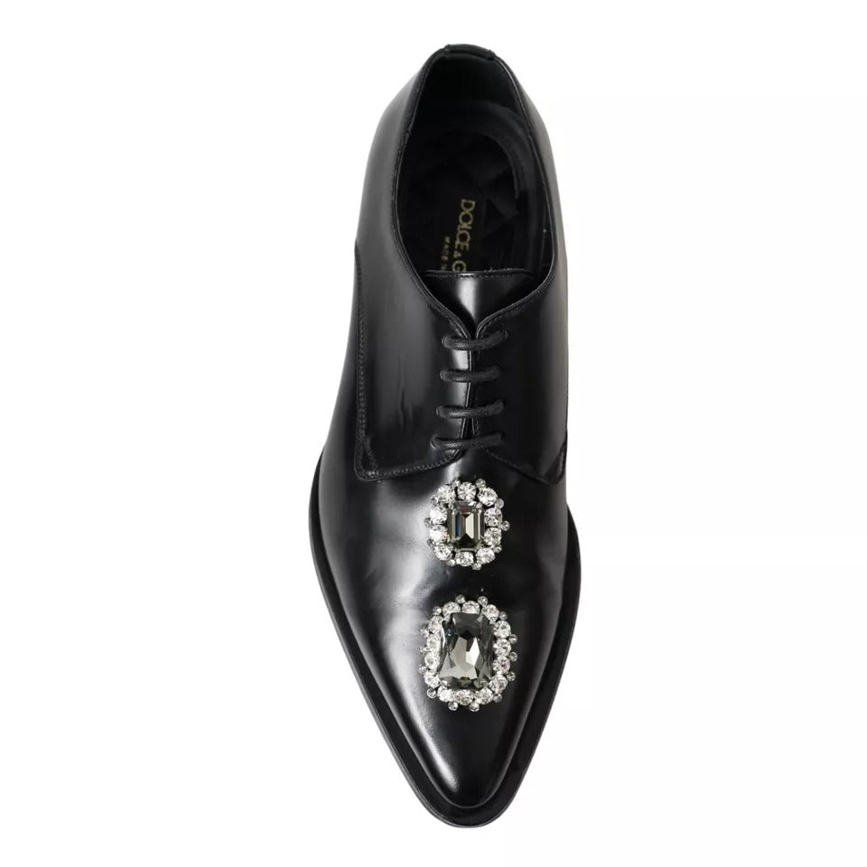 Schwarze formelle Schnürschuhe aus Leder mit Kristallen
