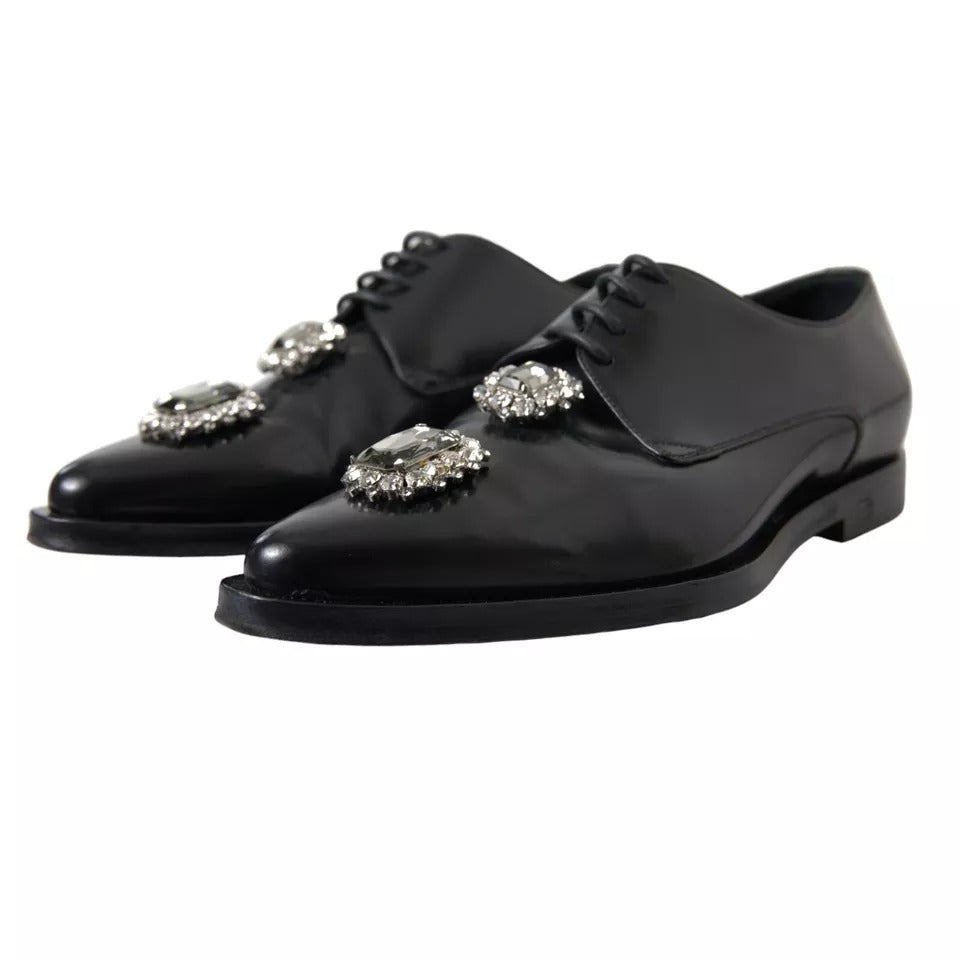 Schwarze formelle Schnürschuhe aus Leder mit Kristallen