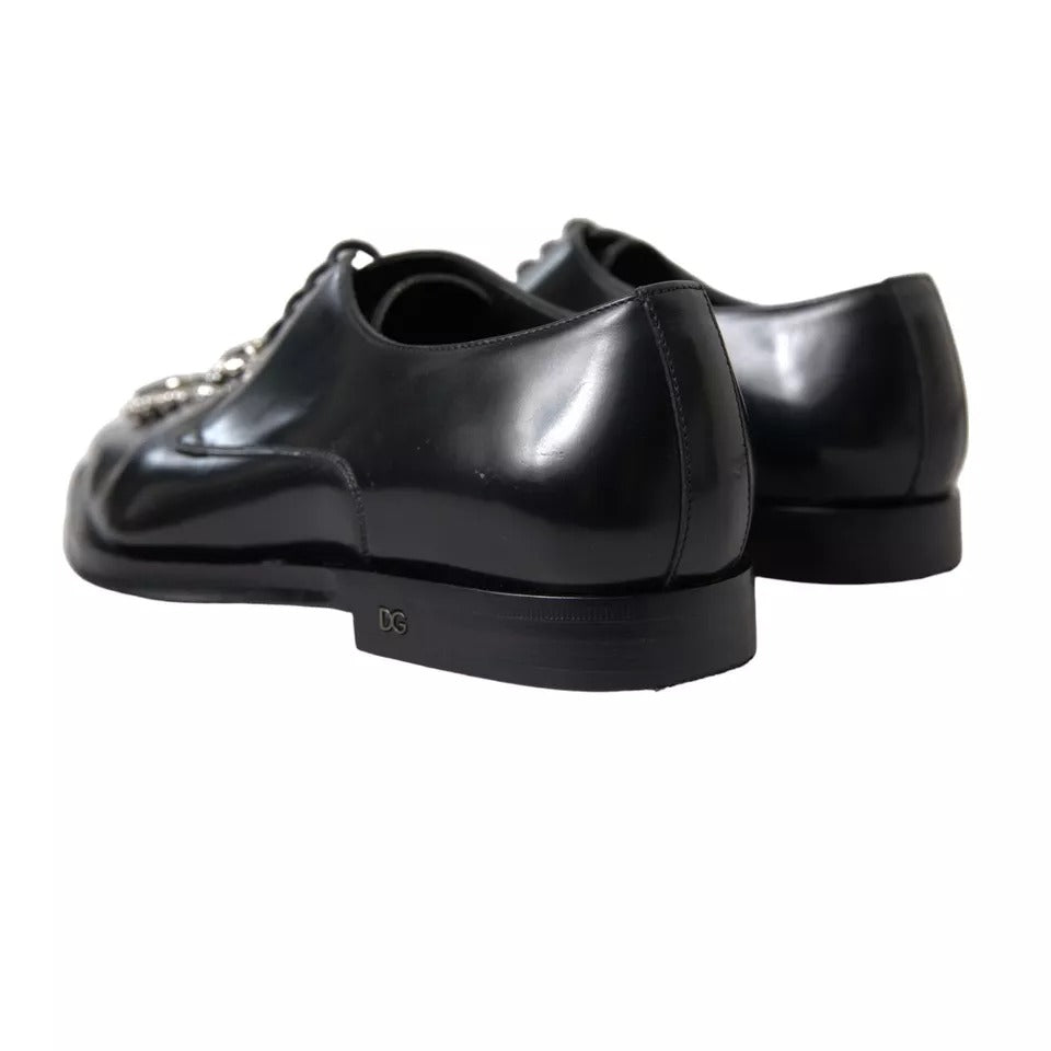 Schwarze formelle Schnürschuhe aus Leder mit Kristallen