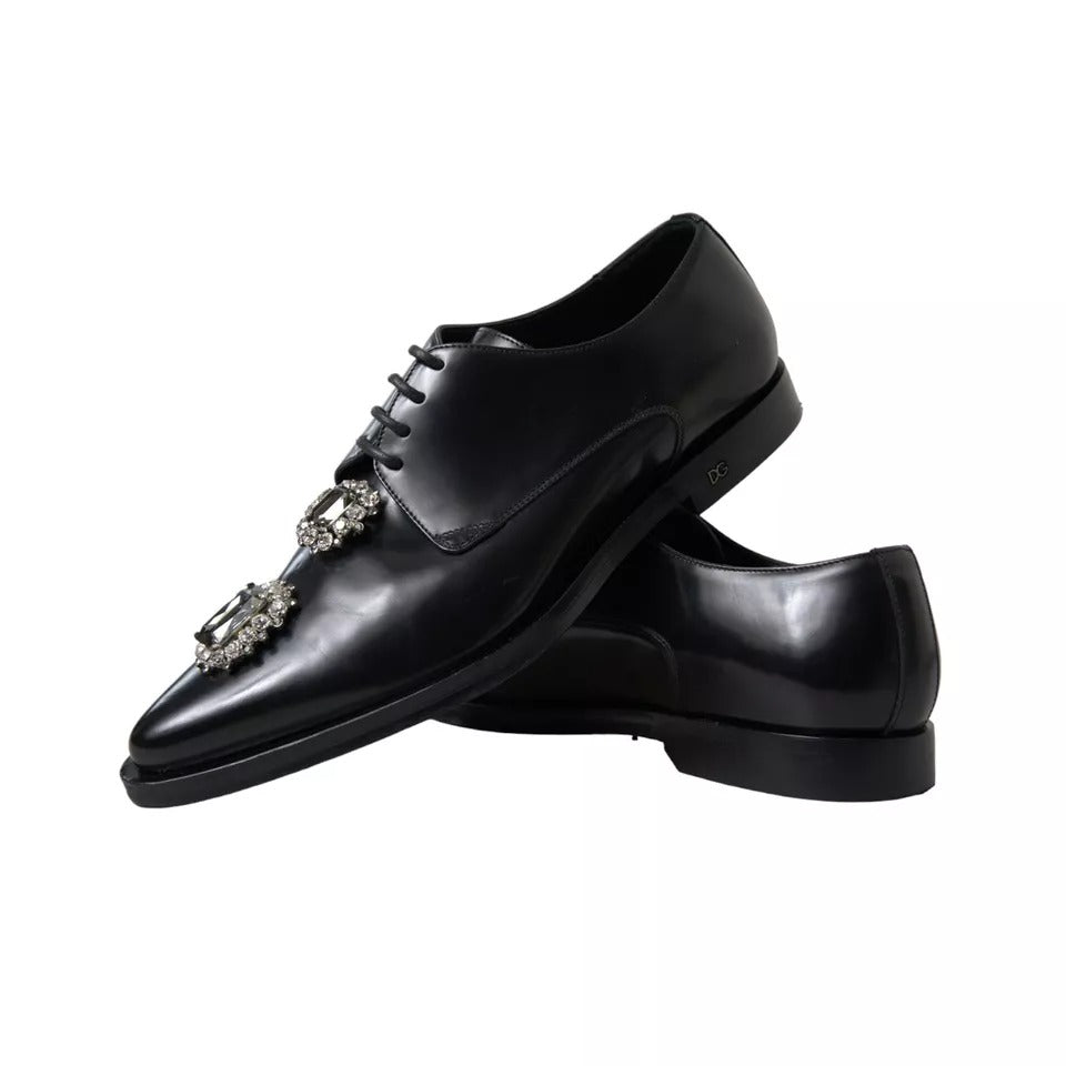 Schwarze formelle Schnürschuhe aus Leder mit Kristallen
