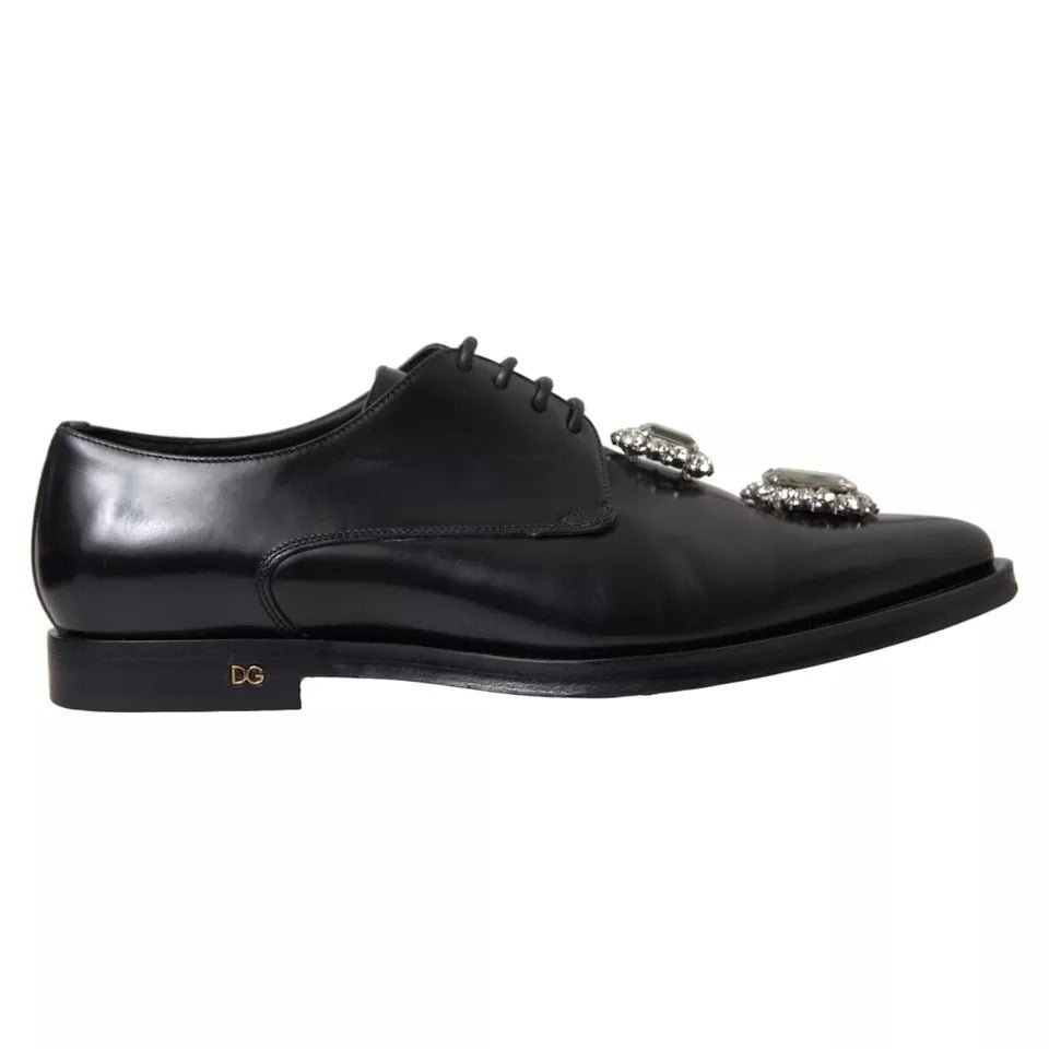 Schwarze formelle Schnürschuhe aus Leder mit Kristallen