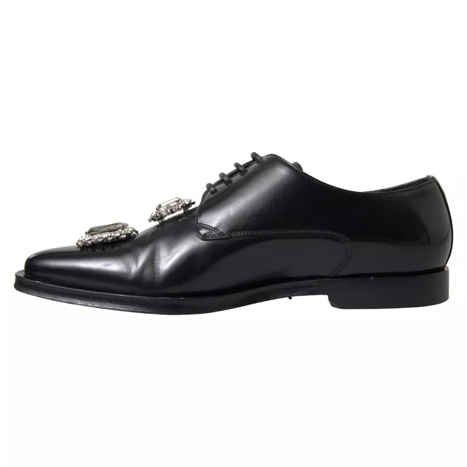 Schwarze formelle Schnürschuhe aus Leder mit Kristallen