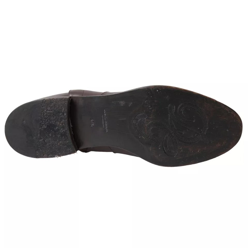 Braune Leder AMORE Flats Ankle Boots Schuhe