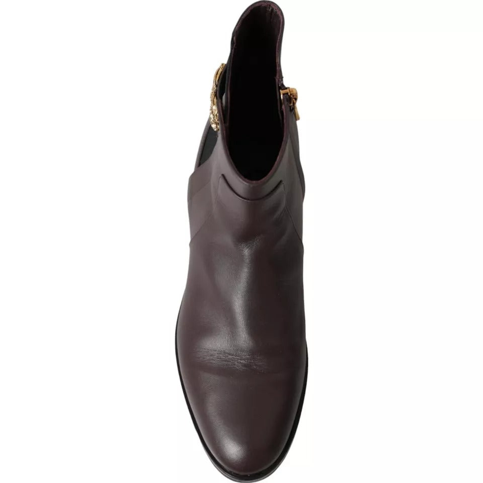 Braune Leder AMORE Flats Ankle Boots Schuhe