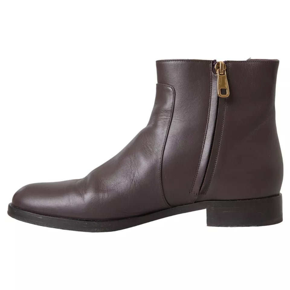 Braune Leder AMORE Flats Ankle Boots Schuhe