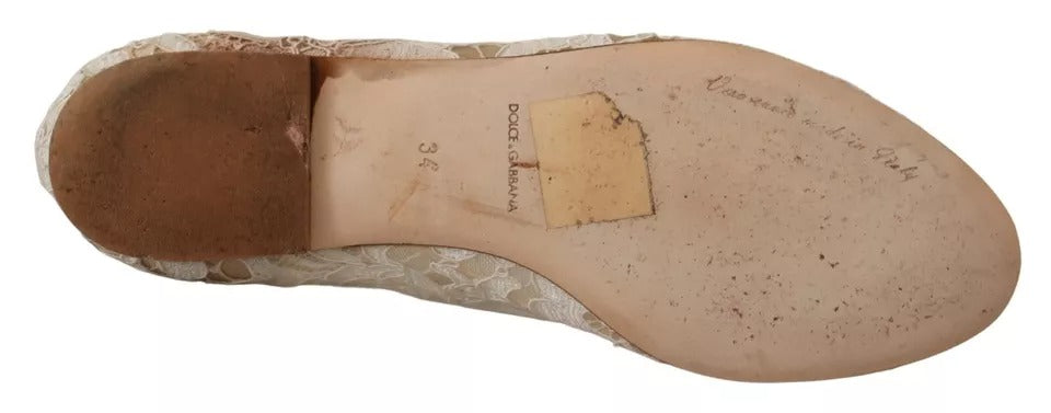 Beige Spitze Kristall Ballerinas Loafers Schuhe