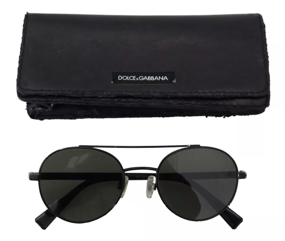 Sonnenbrille DG2245 mit mattschwarzem Stahlrahmen und grünen Gläsern