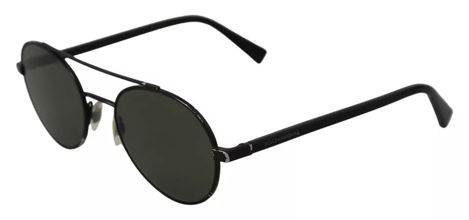 Sonnenbrille DG2245 mit mattschwarzem Stahlrahmen und grünen Gläsern