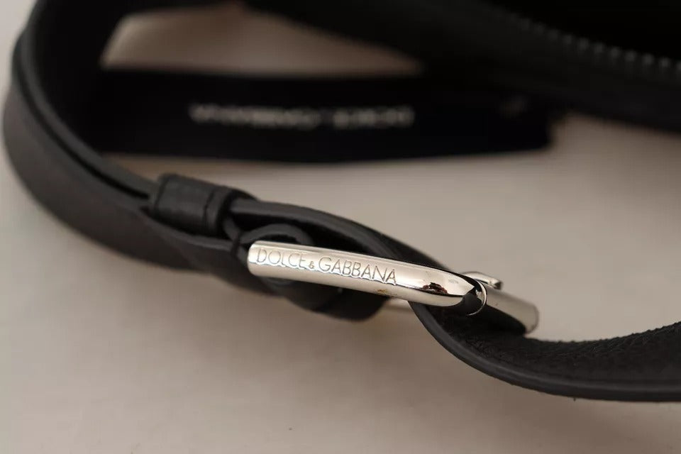 Schwarze Messenger-Umhängetasche aus Nylon und Leder mit DG-Logoaufnäher