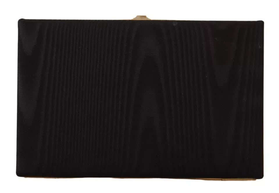 Schwarze Clutch aus Seide mit Goldrahmen, für Abendveranstaltungen, Partys