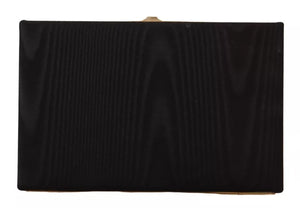 Schwarze Clutch aus Seide mit Goldrahmen, für Abendveranstaltungen, Partys