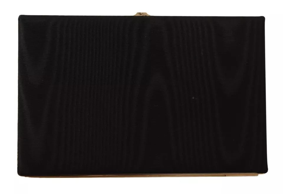 Schwarze Clutch aus Seide mit Goldrahmen, für Abendveranstaltungen, Partys
