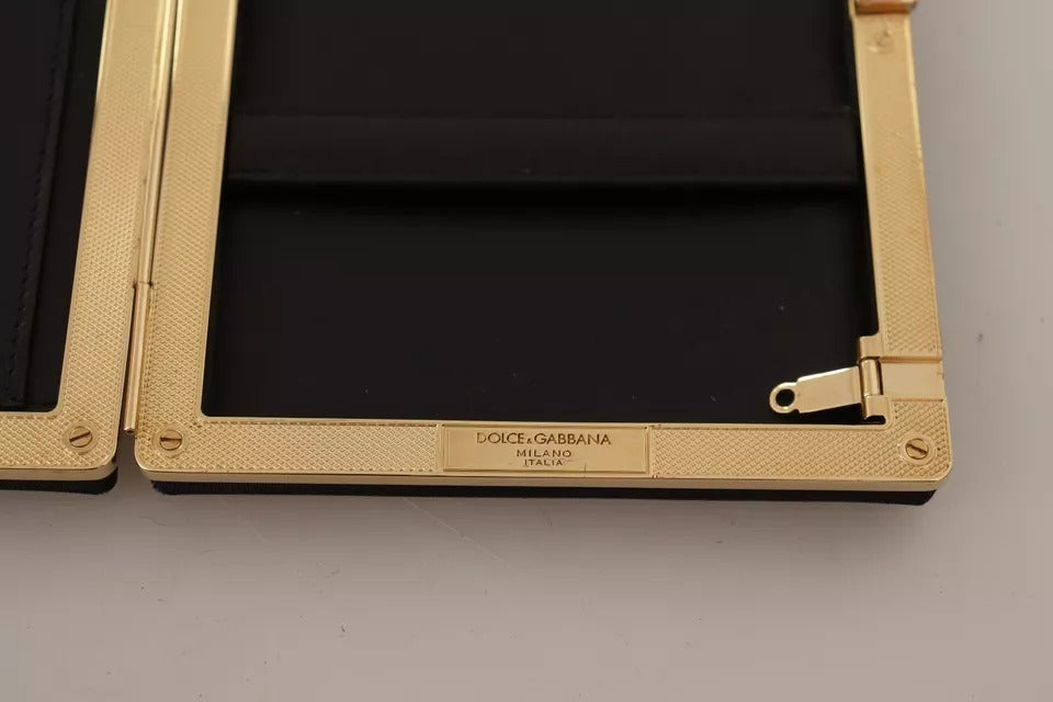 Schwarze Clutch aus Seide mit Goldrahmen, für Abendveranstaltungen, Partys