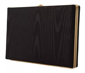 Schwarze Clutch aus Seide mit Goldrahmen, für Abendveranstaltungen, Partys