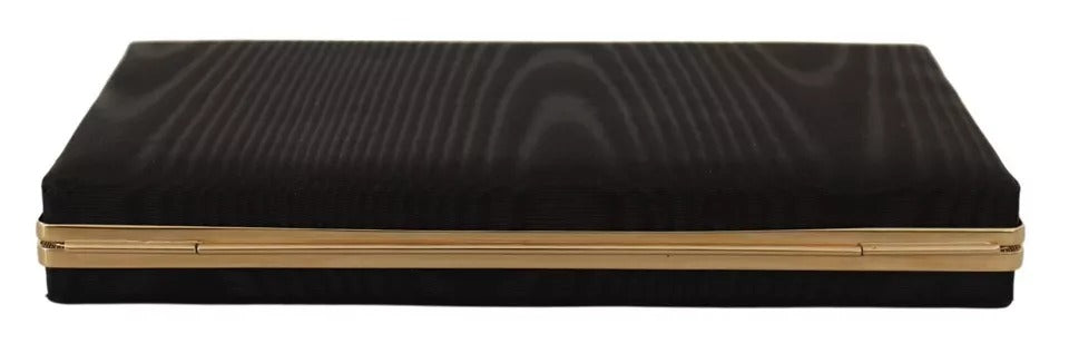 Schwarze Clutch aus Seide mit Goldrahmen, für Abendveranstaltungen, Partys