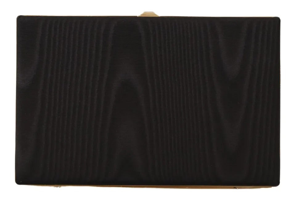 Schwarze Clutch aus Seide mit Goldrahmen, für Abendveranstaltungen, Partys