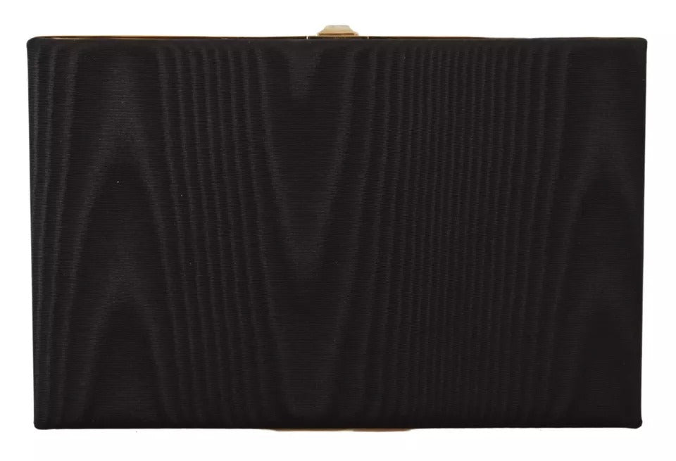 Schwarze Clutch aus Seide mit Goldrahmen, für Abendveranstaltungen, Partys