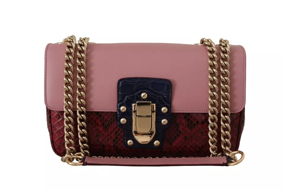 Rosa Rot Exotic Skins Gold Kette Geldbörse LUCIA Ledertasche