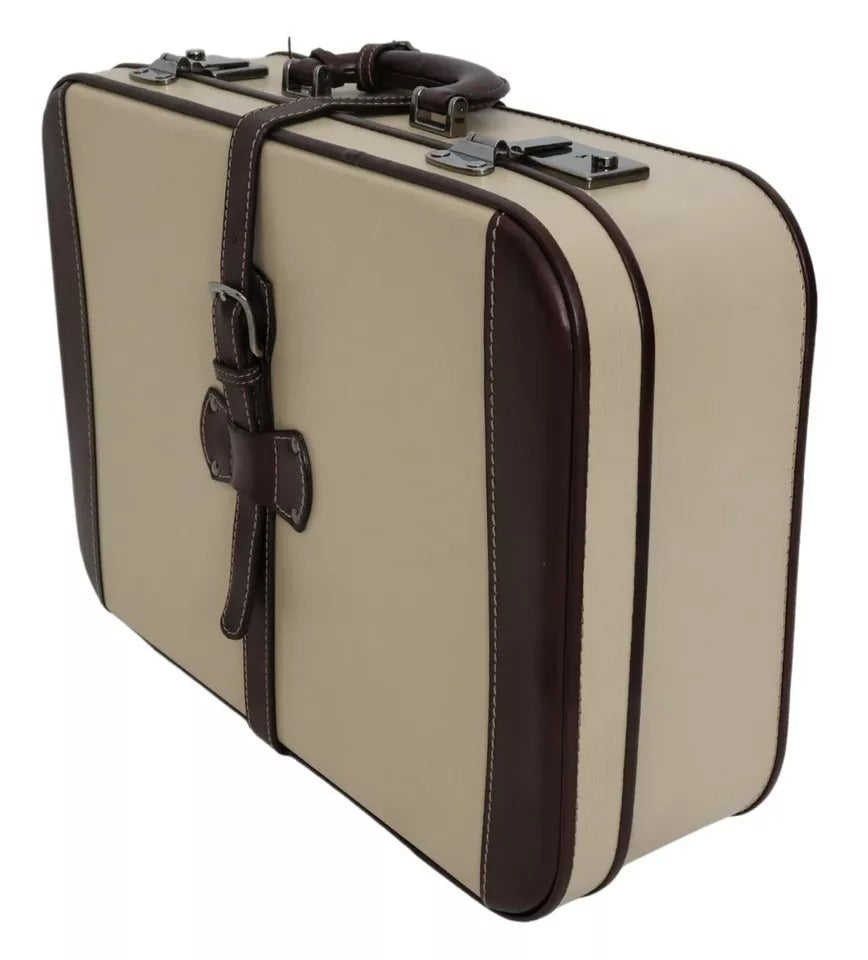 Braun Beige Leder Herren Reisekoffer Gepäcktasche
