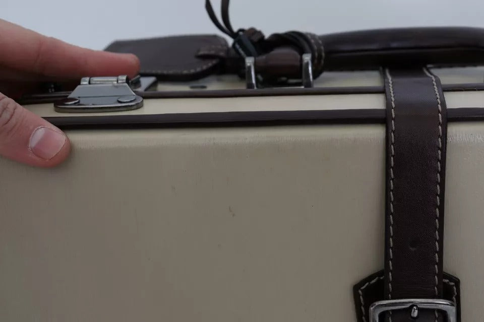 Braun Beige Leder Herren Reisekoffer Gepäcktasche