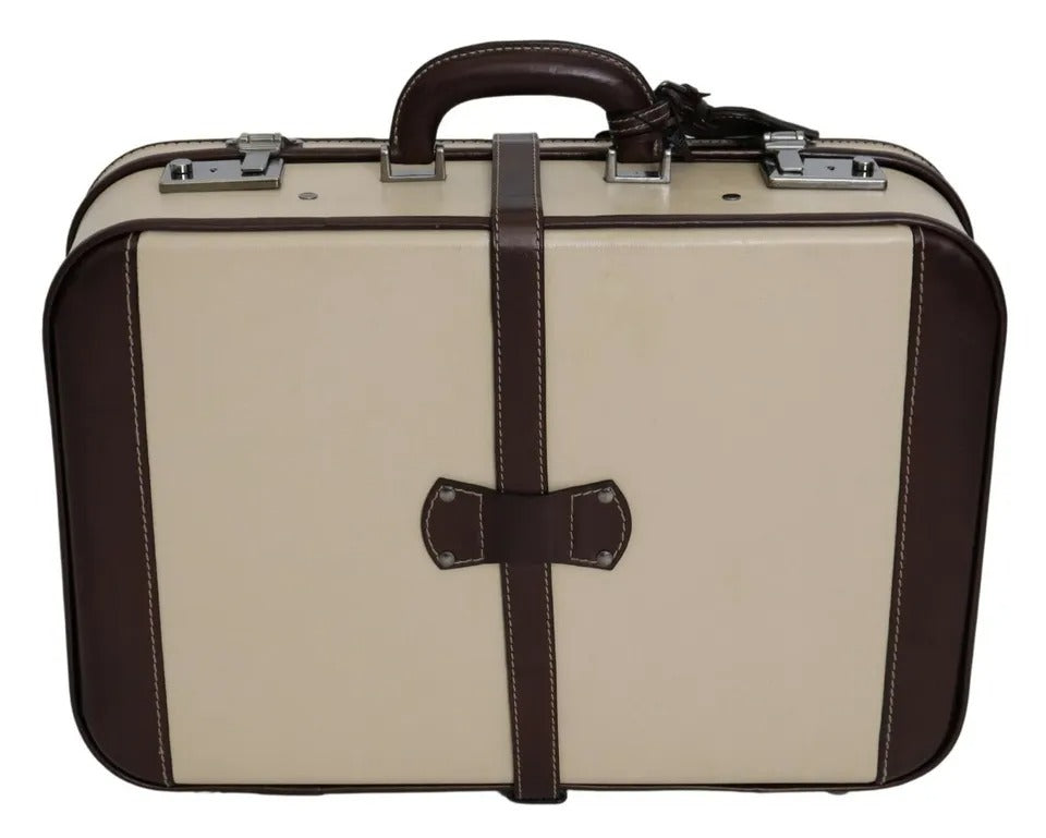 Braun Beige Leder Herren Reisekoffer Gepäcktasche