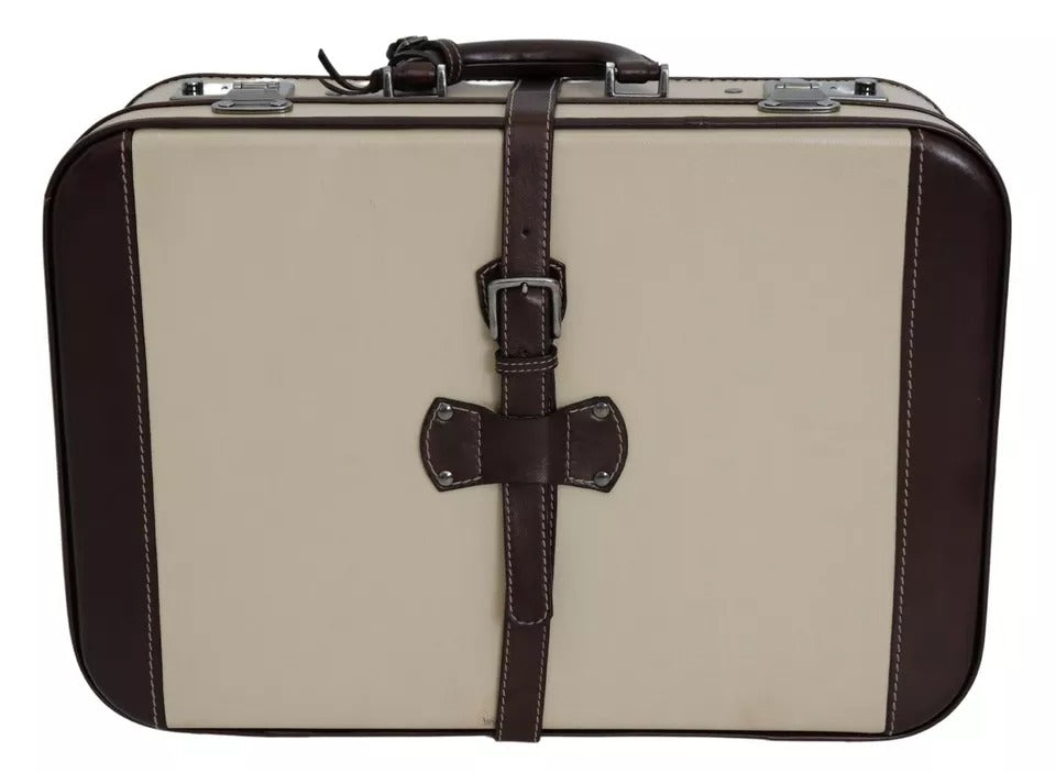 Braun Beige Leder Herren Reisekoffer Gepäcktasche