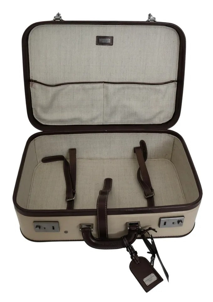 Braun Beige Leder Herren Reisekoffer Gepäcktasche