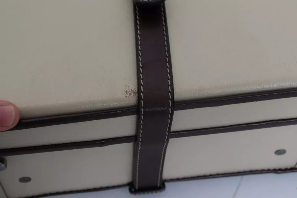 Braun Beige Leder Herren Reisekoffer Gepäcktasche