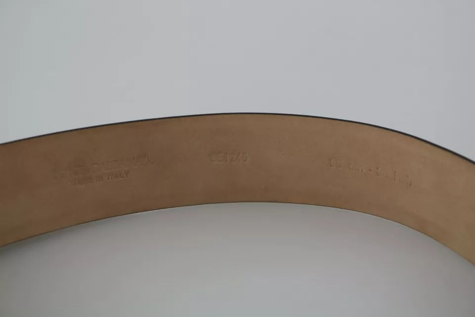 Schwarzer Gürtel aus glänzendem Leder mit Kristall-Logoschnalle