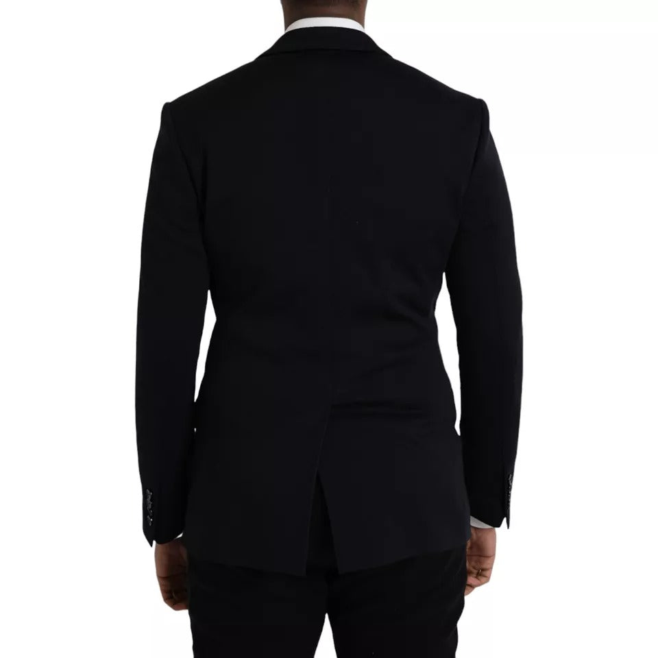 Blauer, einreihiger Blazer aus Wolle mit Kerbe
