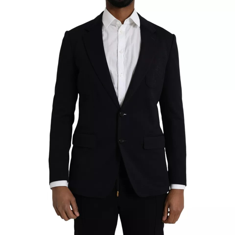 Blauer, einreihiger Blazer aus Wolle mit Kerbe